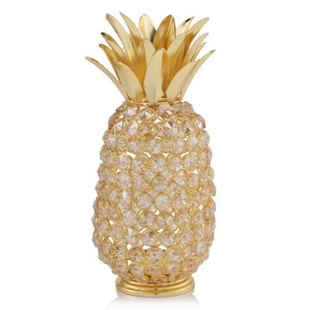PALACEDESIGNS 11 in. Faux Crystal & Gold Pineapple Sculpture PA2627367